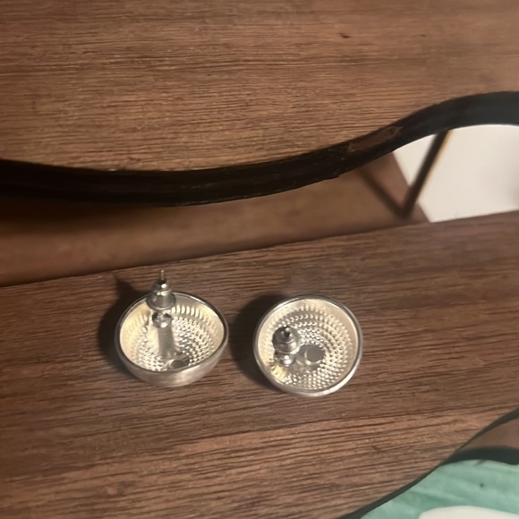 Half-Sphere Brushed Matte Metal Bun Stud Earrings in Silver - Picture 6 of 7